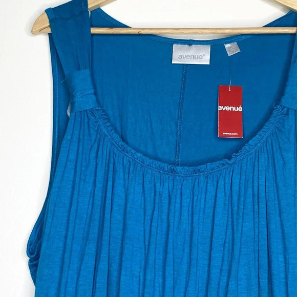 NWT Avenue Blue Tank Dress Tie Waist Women's 26/28 Midi Flowy Summer - Picture 5 of 13